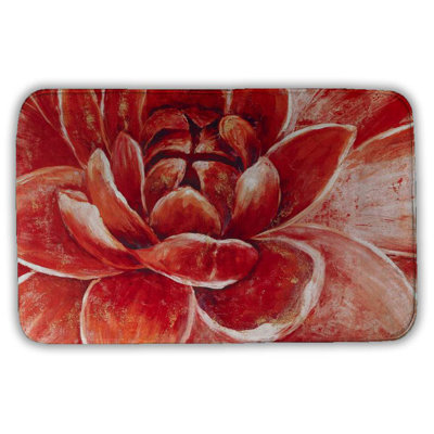 Red chrysanthemum Bath Mat with Non-Slip Backing - Quick Dry Memory Foam Bathroom Rug - Absorbent - Modern Plush Spa-Style - Machine Washable
