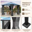 12 pi. L 10 pi. D Pavillon de jardin en polycarbonate pour l'extérieur - Pavillon de jardin à structure en acier avec filets et rideaux-108927682