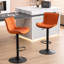 Swivel Upholstered Adjustable Height Counter Stool with Metal Frame-1509911640