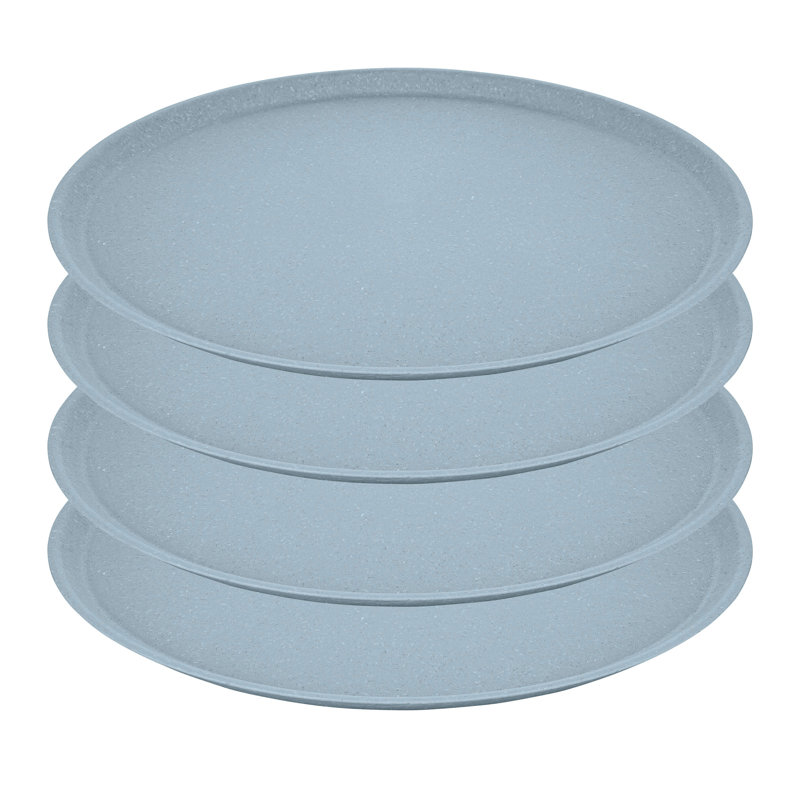 Koziol Large Plate Set of 4, bio -circular plastic, nature flower blue, 25.5cm