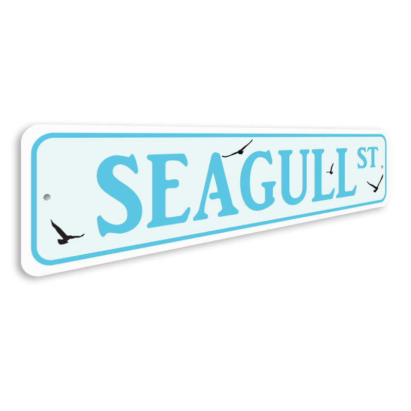 Plaque en aluminium Seagull Street, H 4 po x l 18 po x P 0,04 po