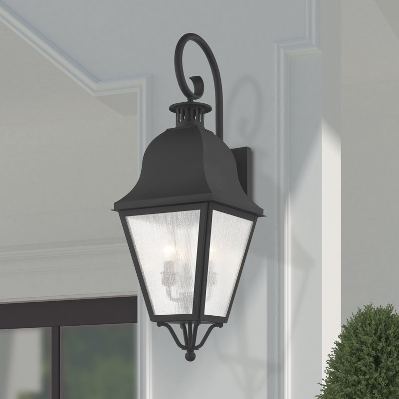 Lanterne murale d'extérieur en verre Arnné, H 30,5 po x l 10,5 po x P 13 po, Noir
