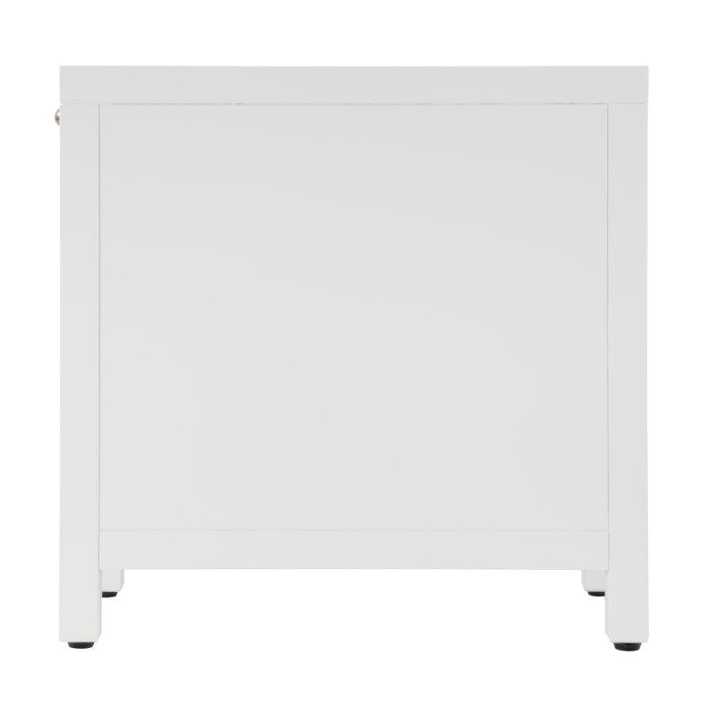 Nora 12 in. W Wood 1 Door End Table with Pull-Out Tray, Smooth White