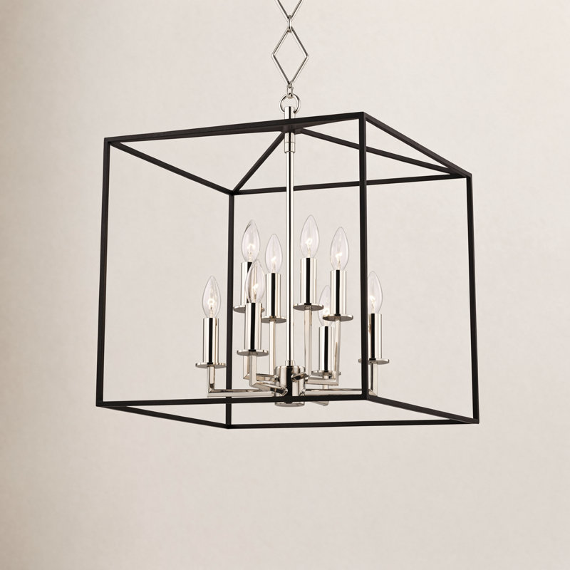 Richie 8-Light Chandelier, Polished Nickel/Textured Black
