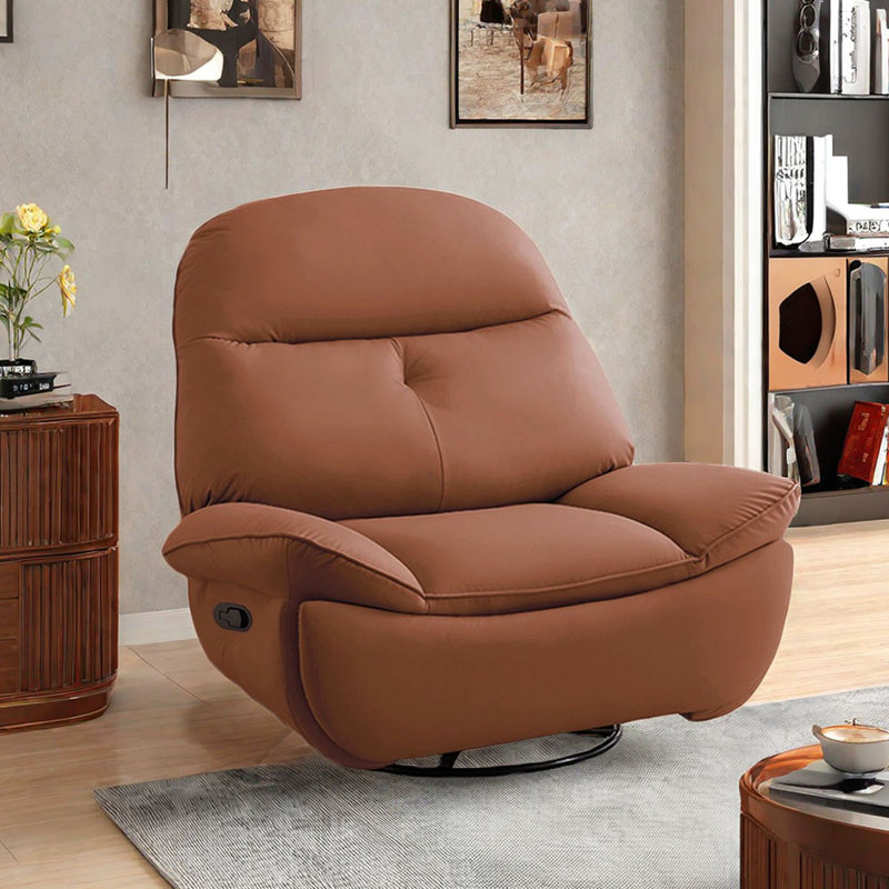 Zeanna Faux Leather Recliner, Dark Brown