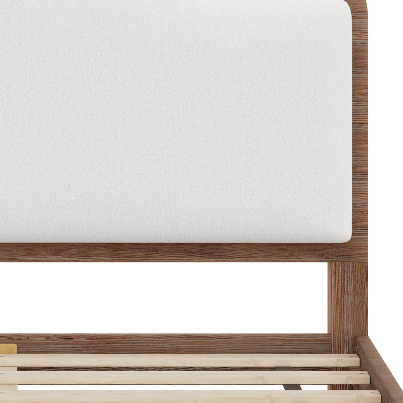 Lit plateforme pour chambre à coucher, tête de lit tapissier de qualité supérieure, Grey+White, Queen