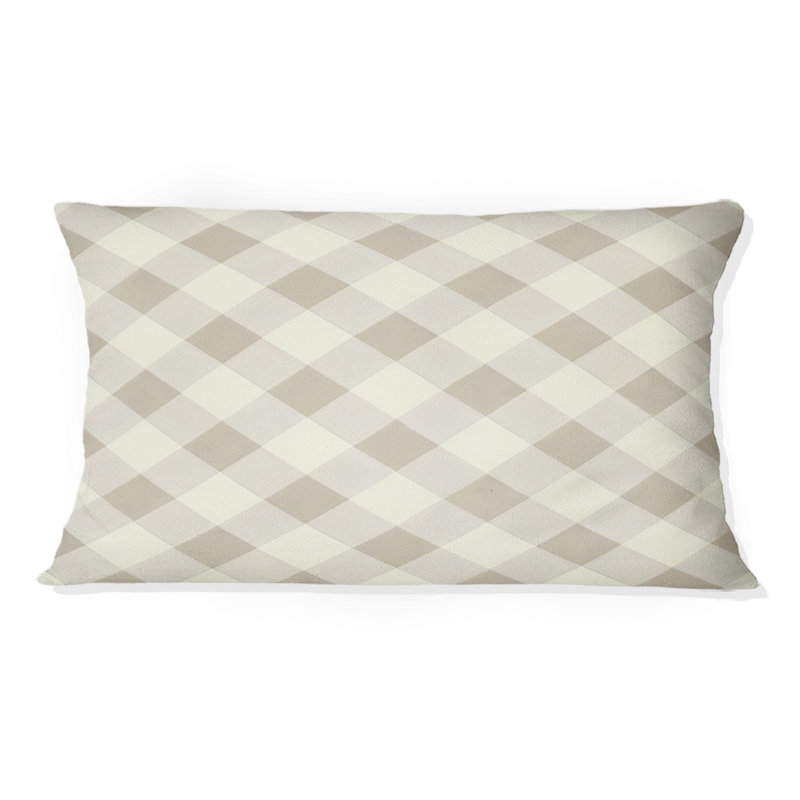 Coussin lombaire beige moderne gris Gingham I