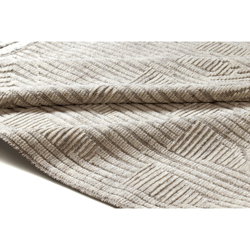 Triad Hand Knotted Wool Geometric Area Rug in Beige/White/Neutral, Rectangle 10' x 14'