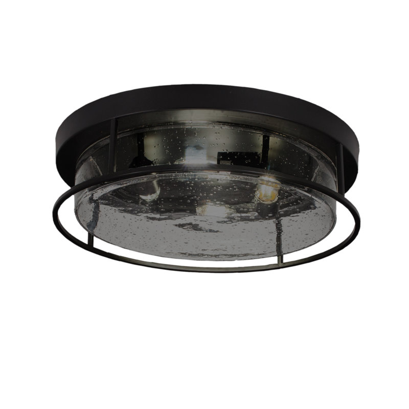 Plafonnier encastré, avec verre, Noir mat, À bulles, H 5,25 po x l 5,25 po x P 18 po