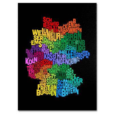 « germany region text map map 3 » par michael tompsett, art textuel sur toile tendue encadrée