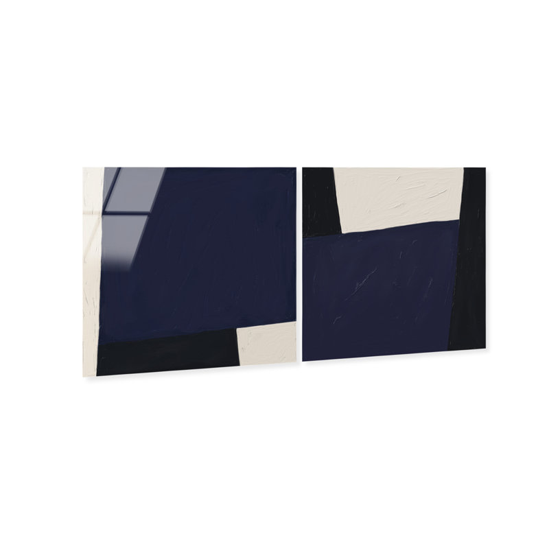 In Blue Set High-Gloss Frameless Acrylic Glass Wall Art Abstract Print by Oliver Gal, Ready to Hang, 12 x 12, 30"H x 30"W
