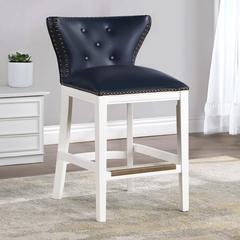 Tabouret de comptoir en similicuir et bois