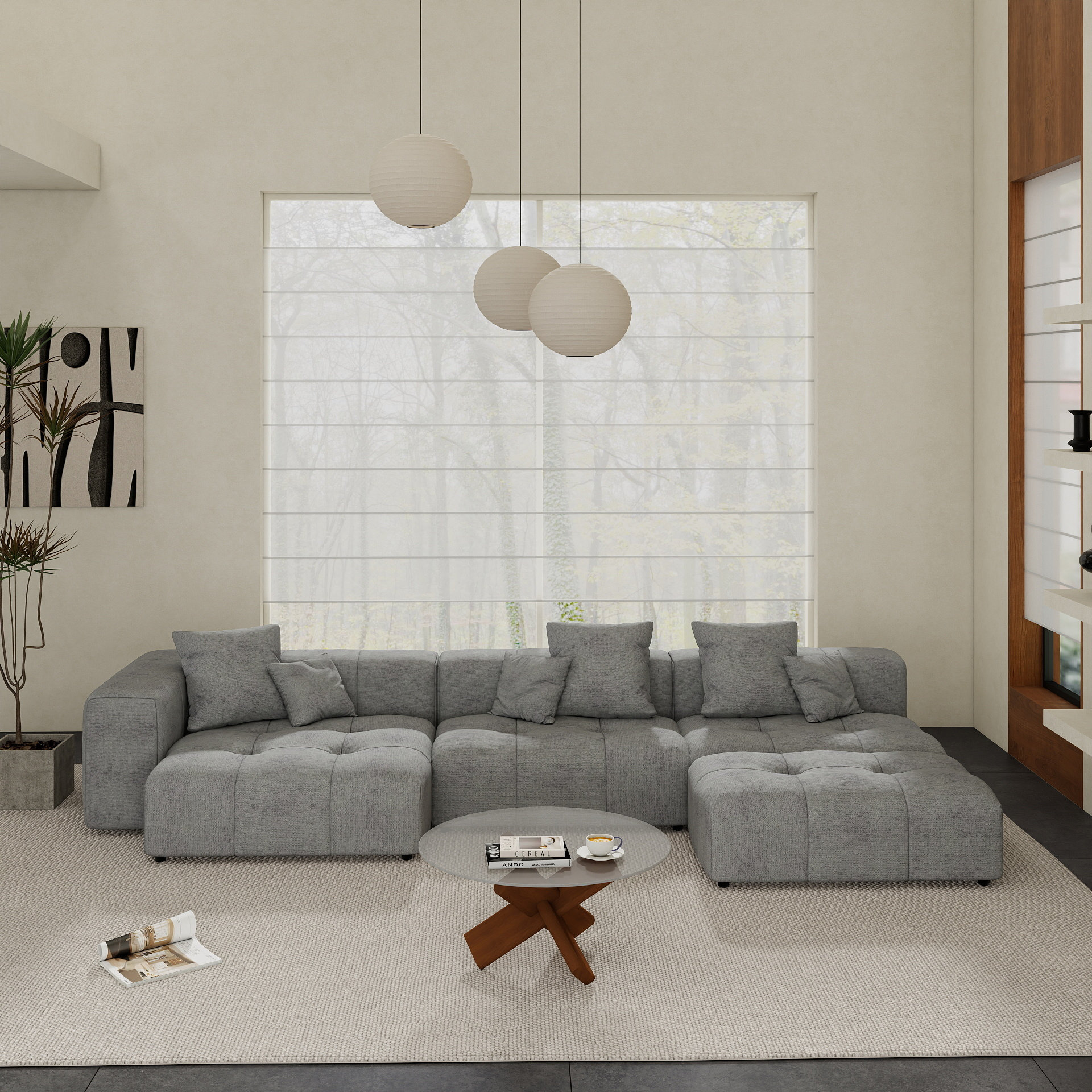 Picture of Latitude Run® Kay Crumley 4-Piece Upholstered Modern Linen Fabric ...