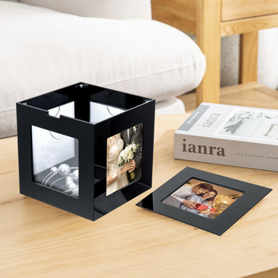 Black Acrylic Picture Frame Photo Cube