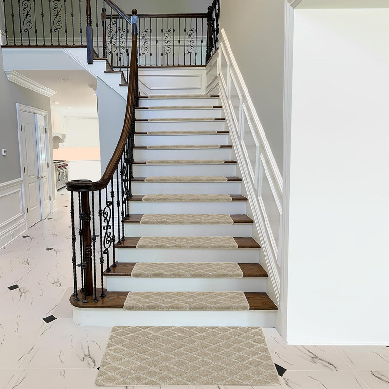 Tapis d'escalier Ellyona, Crème/gris
