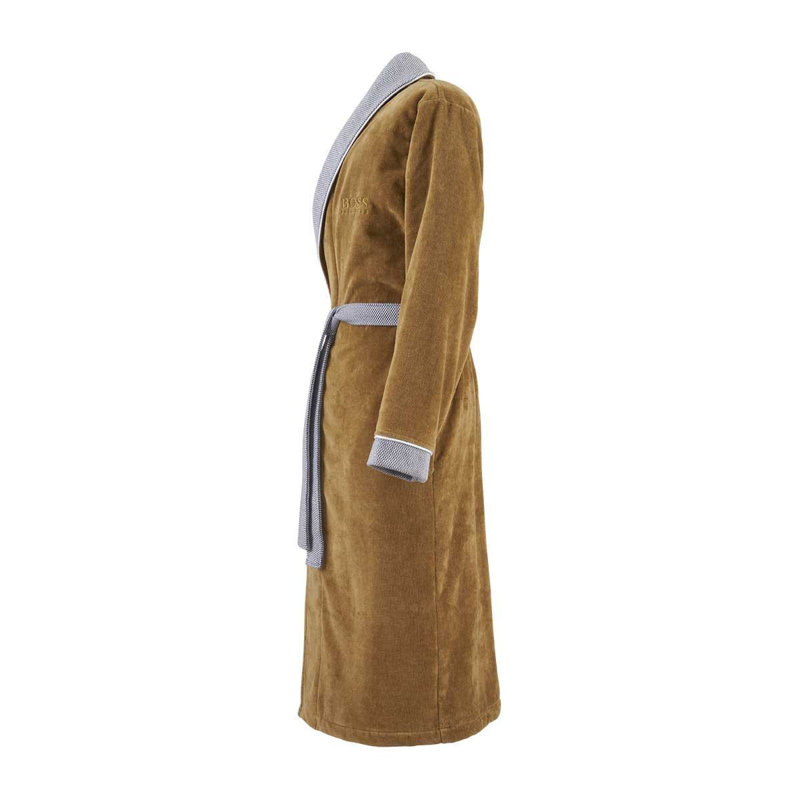Lord 100% Cotton Velour Male Mid-Calf Bathrobe with Pockets, Camel, XXL