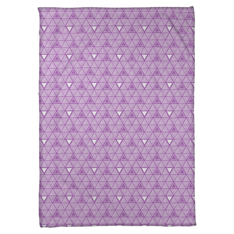 Couverture polairee triangles à la main, l 50 po x L 60 po, Violet / Blanc