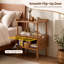 Table de chevet en rotin de bambou avec table d'appoint et porte rabattable