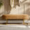 Banc rembourré en polyester 46 po avec coussin capitonné et base en métal Ferdinand Lawanda