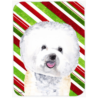 The Holiday Aisle® Bichon Frise Candy Cane Holiday Christmas Tempered Glass Cutting Board