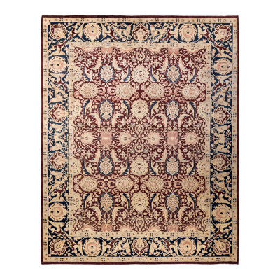 Tapis unique rouge / noir / brun clair noué à la main 8 pi 2 po x 10 pi 3 po Keenan