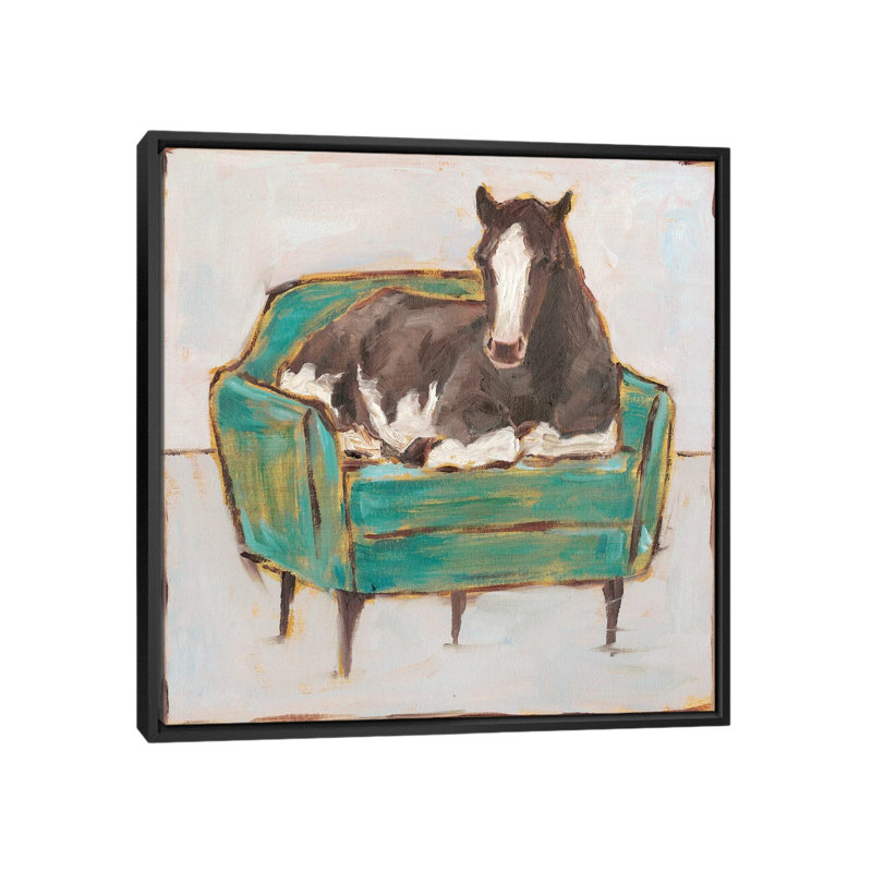 «Creature Comforts I» par Ethan Harper - reproduction d'art, H 18 po x l 18 po x 1,5 po, Pas de tapis, Toile avec cadre noir