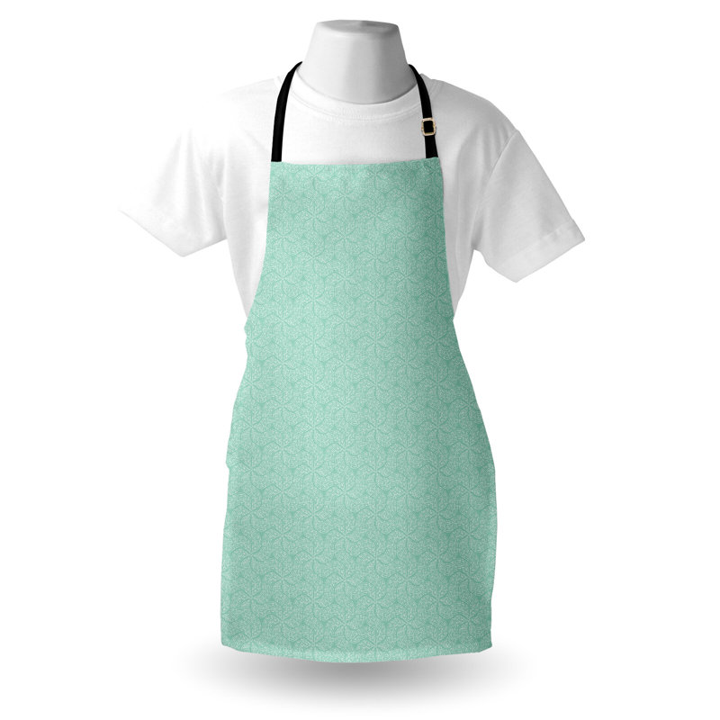 Corrigan Studio® - Tablier abstrait unisexe à motif géométrique spiralé à point taille adulte vert menthe - blanc