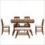 Ensemble de salle à manger à hauteur de comptoir rustique avec tablette de rangement, table en bois 6 pièces, banc et 4 chaises pour sièges flexibles-129945706