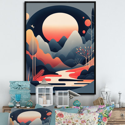 Pleine lune rouge sur les montagnes VI - reproduction sur toile