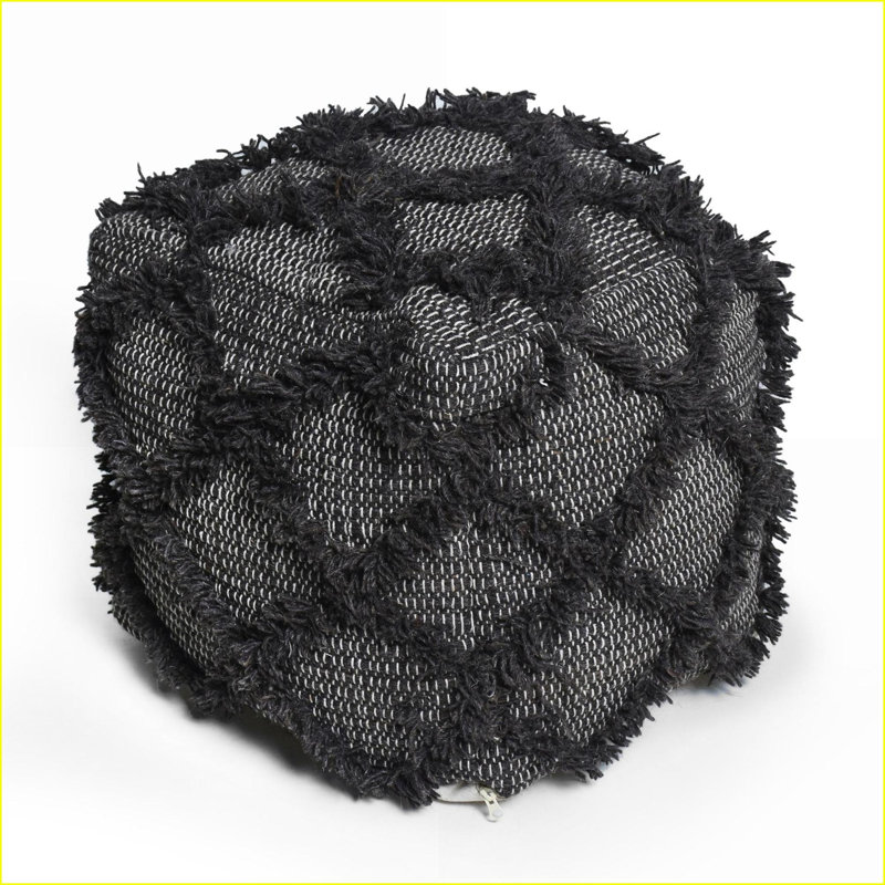 Pouf en laine fabriqué à la main Coton, noyer brun 16 x 16 x 16 pour l'intérieur | Laine | Noyer brun