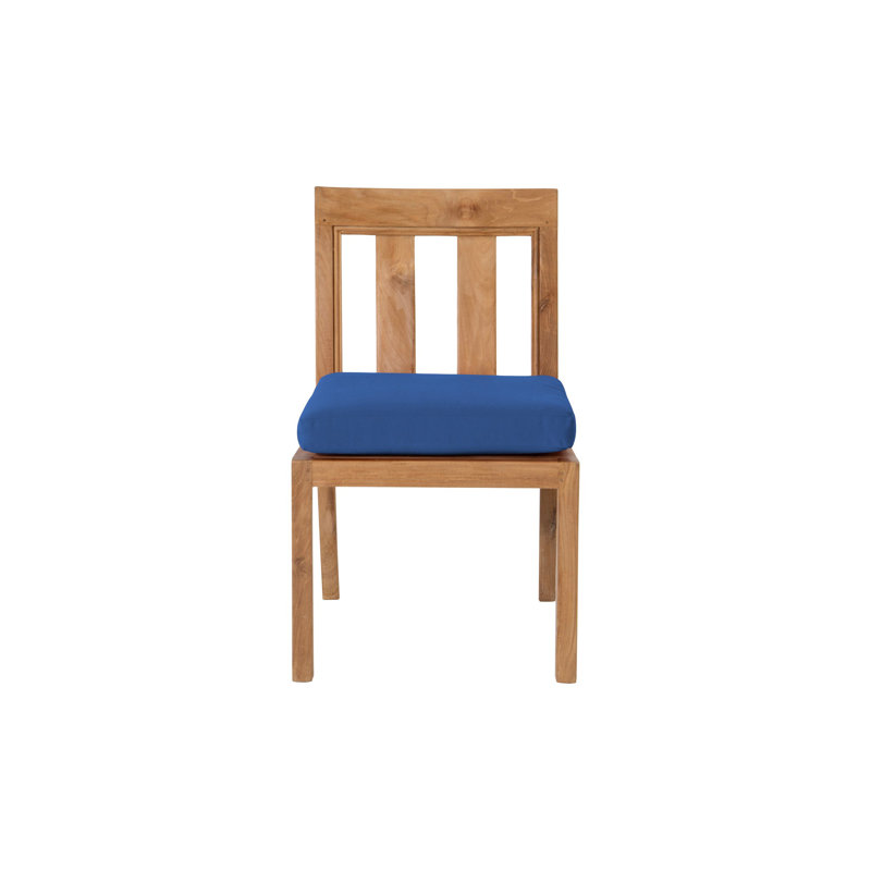 Chatsworth Teak Outdoor Dining Armless Chair (Set of 2), Sapphire