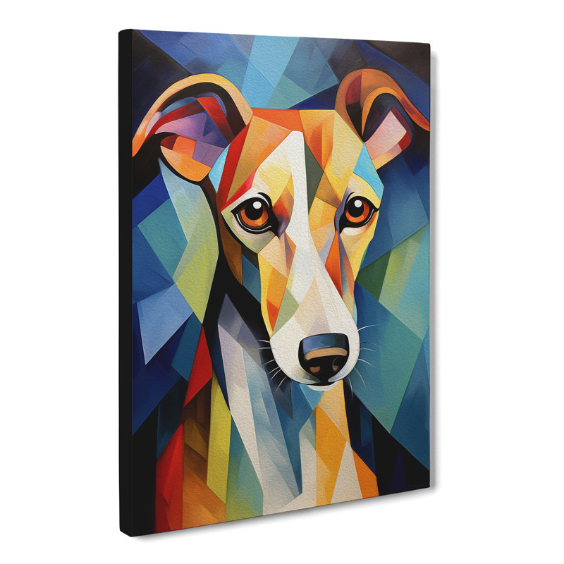 Whippet Cubism - Wrapped Canvas, 76cm H x 50cm W x 3cm D