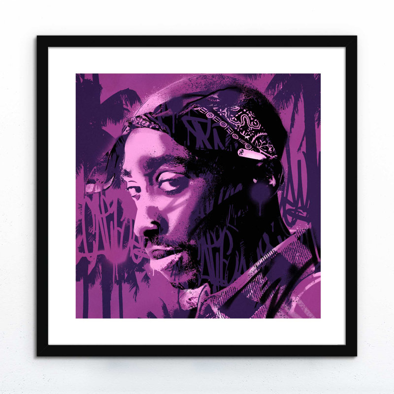 Tupac West Coast - Print, 71.12cm H x 71.12cm W x 2.5cm D, Matte Black/White Framed