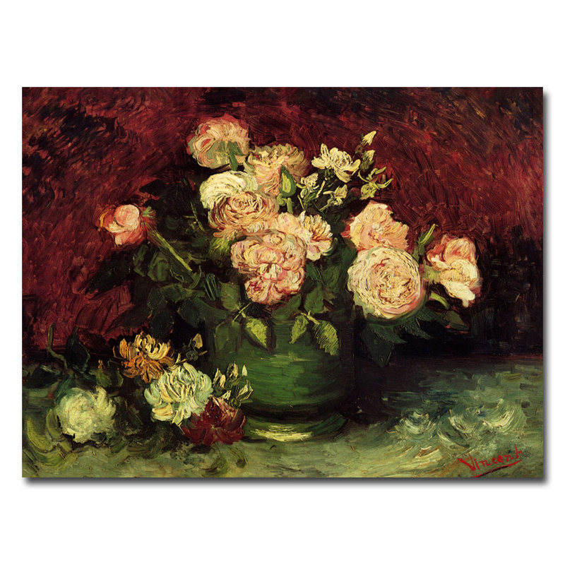 "Pivoines et roses" par Claude Monet, reproduction d'art sur toile tendue, H 18 po x l 24 po x P 2 po