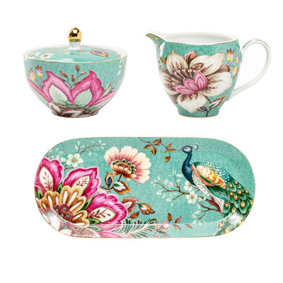 Ensemble de 3 plateaux de service Peacock Lotus