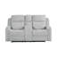 Canapé deux places inclinable de 191,7 cm (75,4 po) avec console et accoudoir de rangement, en chenille gris pâle