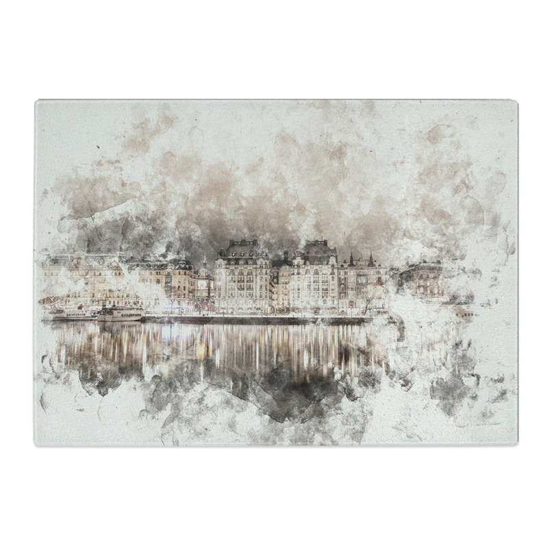Tempered Glass Reflection of Stockholm in Sweden Chopping Board, 20 cm x 28.5 cm