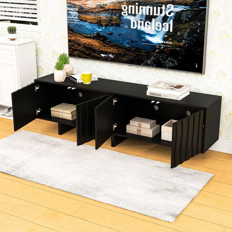 Meuble télé avec armoires de rangement, Noir