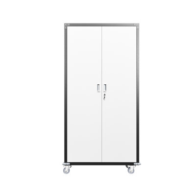 Metal Home Office Cabinet With 4 Adjustable Shelves & Locking Doors - Garage Space Saver Lockable Ideal For And Storage