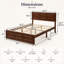 Lit plateforme avec tête de lit à hauteur réglable, cadre de lit en bois de pin noyer avec panneau à motif géométrique, rangement sous le lit, aucun sommier nécessaire-133285358
