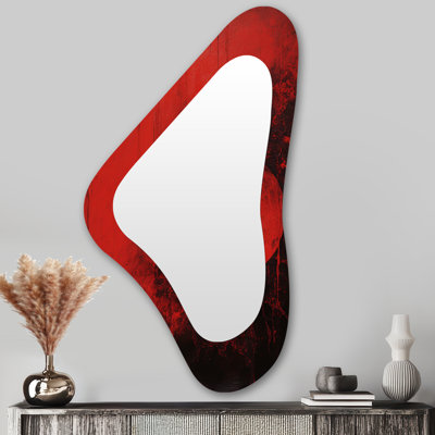 Red Moon Scarlet Sphere - Miroir mural décoratif moderne asymétrique Moon