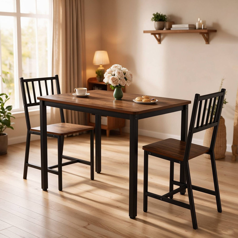 Ensemble de table de salle à manger 3 pièces avec 2 chaises, table de comptoir compacte pour la cuisine, le salon et la salle de fête