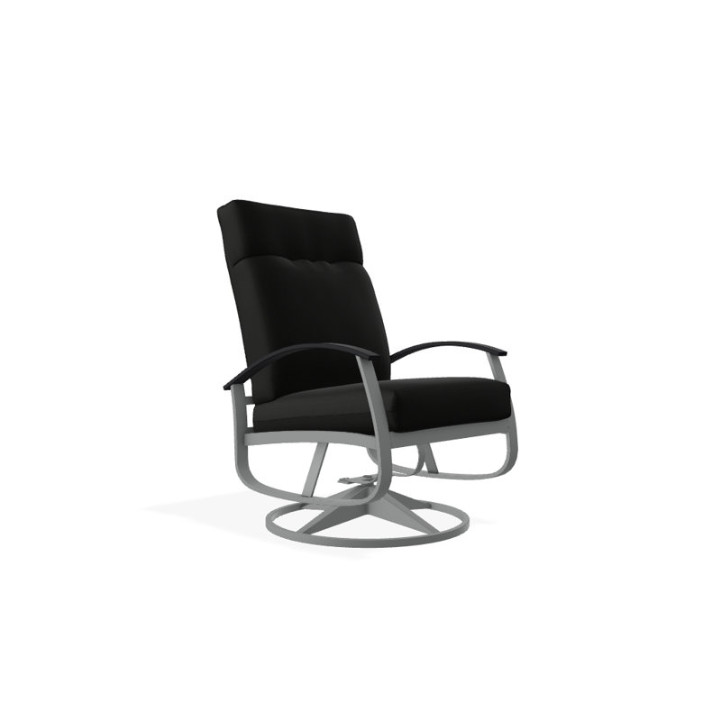 Chaise de patio pivotante avec coussins Askar, Noir 5A, Noir P70, Graphite texturé