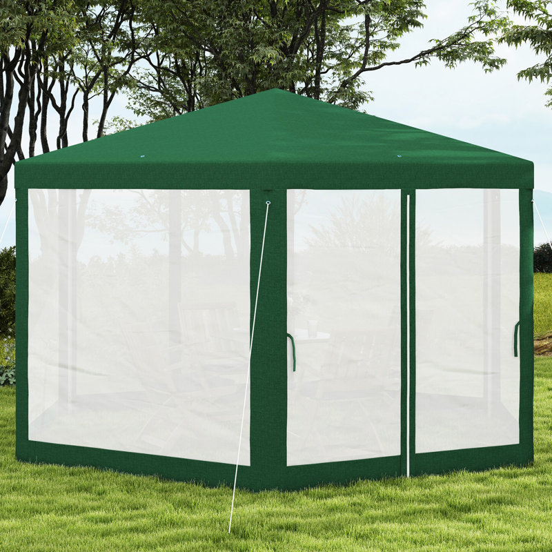 13' X 11' Outdoor Sun Shade Shelter With Sidewalls & Two Doors, For Relaxation Canopy Protective Mesh Parties