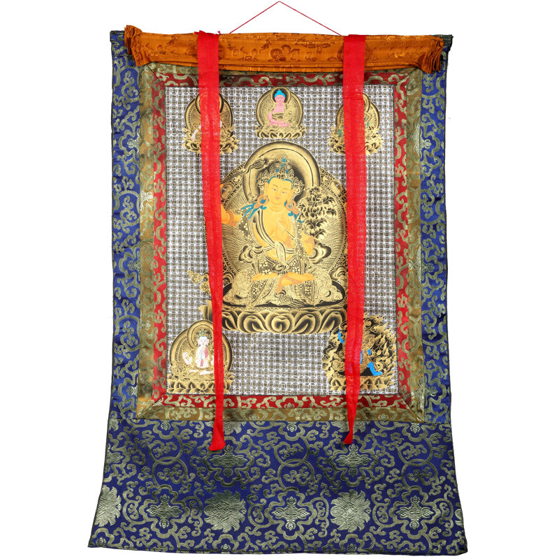 Bodhisattva bouddhiste tibétain Manjushri | Couleur arc acrylique sur toile