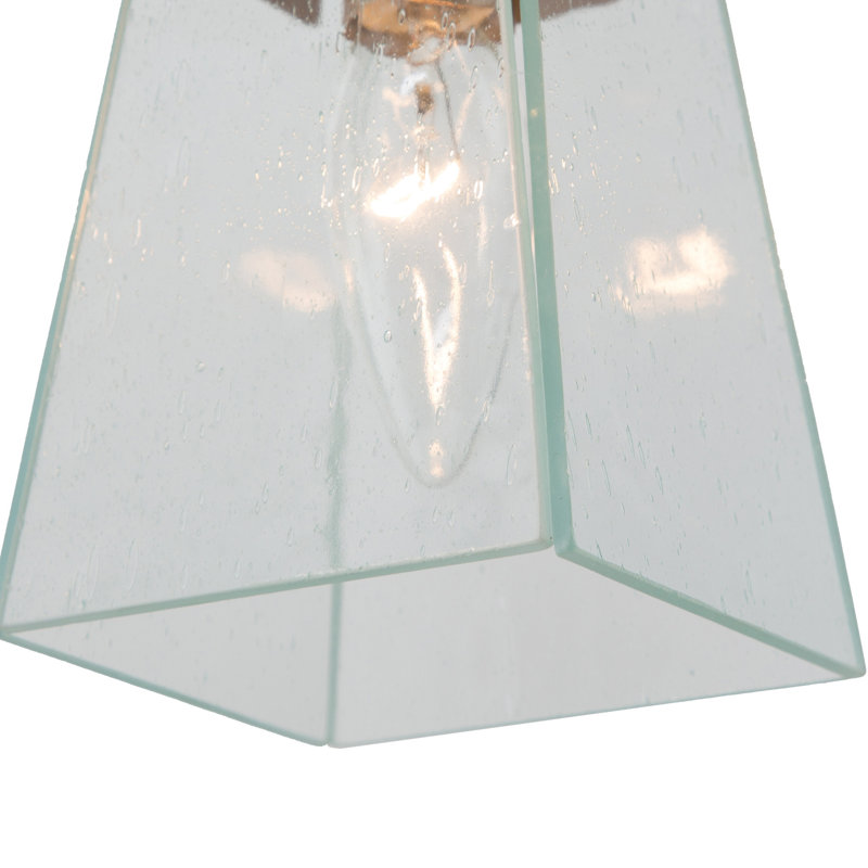 Luminaire suspendu linéaire à 5 lumières pour îlot de cuisine avec abat-jour en verre bullé