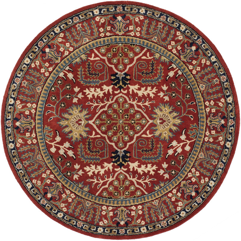Antiquity Hand-Tufted Red Area Rug, Round 4'