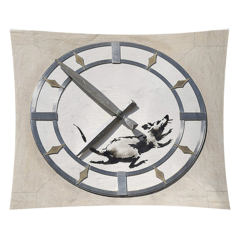 Tapisserie d'horloge en polyester, H 27,5 po x l 37,5 po, Beige