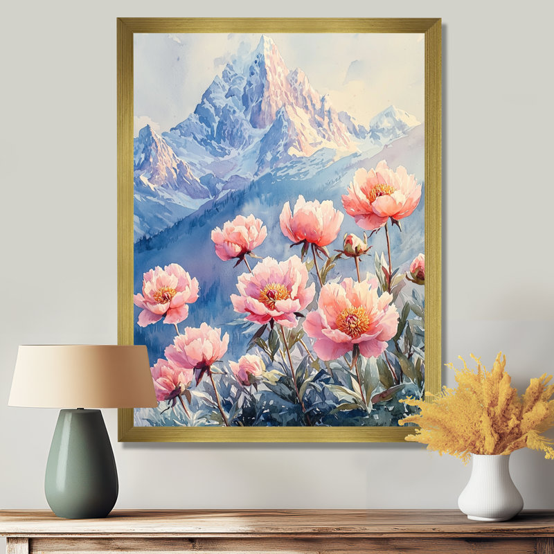 Gilemette - Floral Wall Decor, 44" H x 34" W, Single Picture Framed Print, Gold