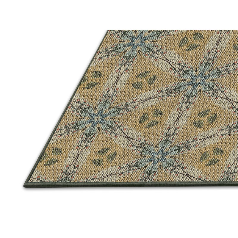 Tapis beige/bleu marine à motifs Noelani, Rectangle 5 pi x 7 pi